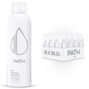 PATH Still Bottled Water - Ultra-Purified, pH-Balanced Purified Water in Aluminum Bottle - BPA-Free, Reusable, Infinitely Recyclable - Crisp, Refreshing Taste - 25 fl oz (Pack of 18)