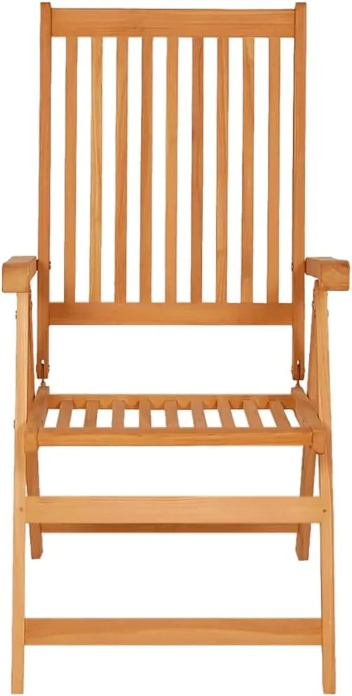 Patio Chairs Set 2 pcs with Cream Cushions Solid Teak Wood 7 Reclining Positions Foldable Outdoor Furniture