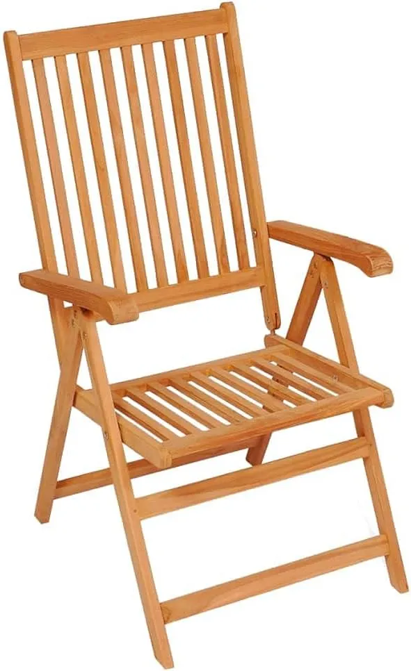 Patio Chairs Set 2 pcs with Cream Cushions Solid Teak Wood 7 Reclining Positions Foldable Outdoor Furniture