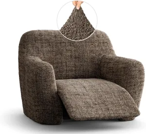 PAULATO BY GA.I.CO. Recliner Slipcover - Reclining Chair Cover - Printed Slipcovers - 1-Piece Form Fit Stretch Furniture Protector - Microfibra Print Collection - Vittoria Brown (Recliner Cover)