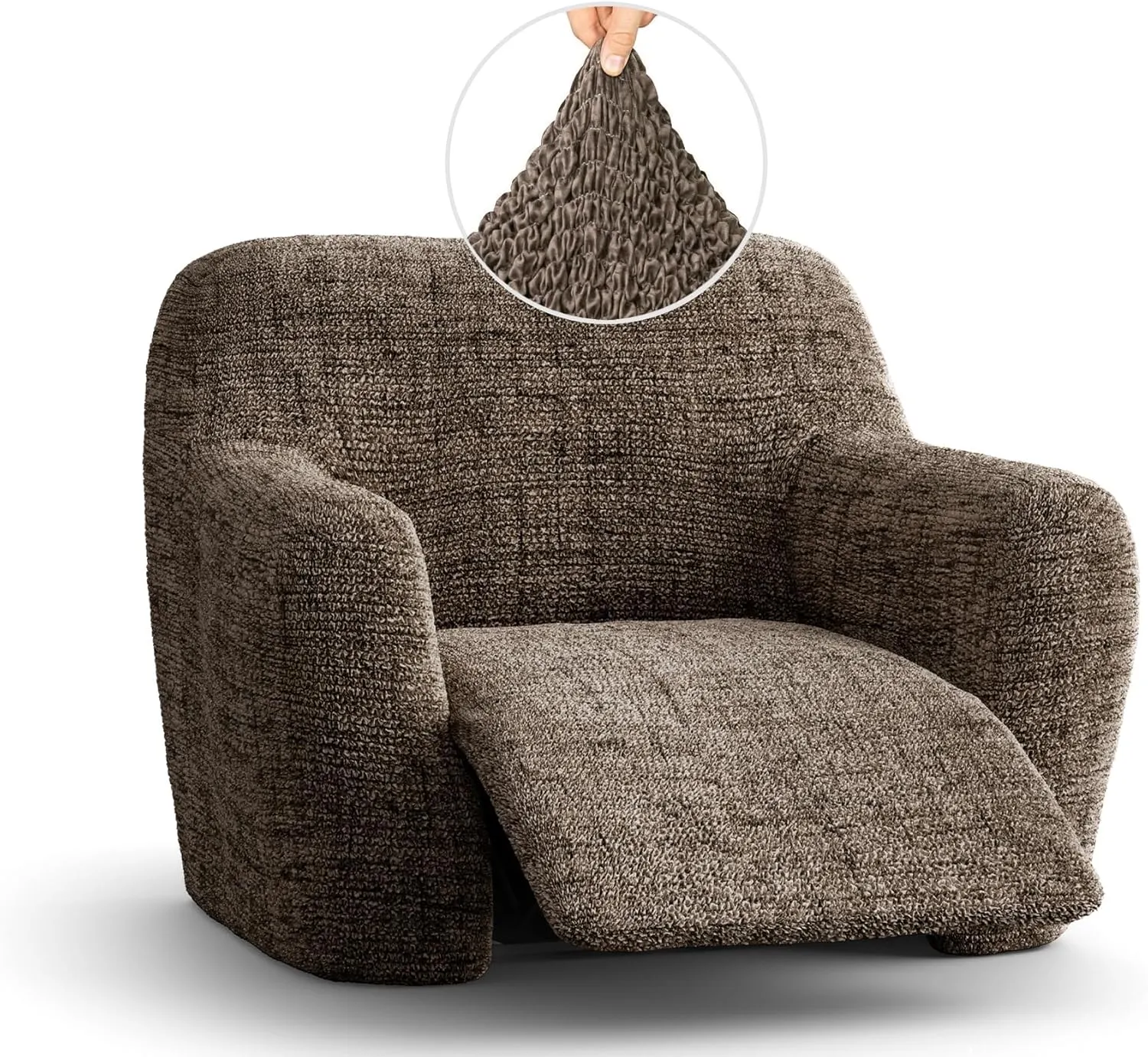 PAULATO BY GA.I.CO. Recliner Slipcover - Reclining Chair Cover - Printed Slipcovers - 1-Piece Form Fit Stretch Furniture Protector - Microfibra Print Collection - Vittoria Brown (Recliner Cover)