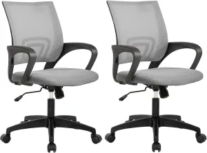 PayLessHere Home Office Chair Desk Computer Chair Adjustable Ergonomic Chair Lumbar Support Armrest Executive with High Density Mesh 360 Degree Swivel Chair for Adults Chair (Pack of 2, Grey)
