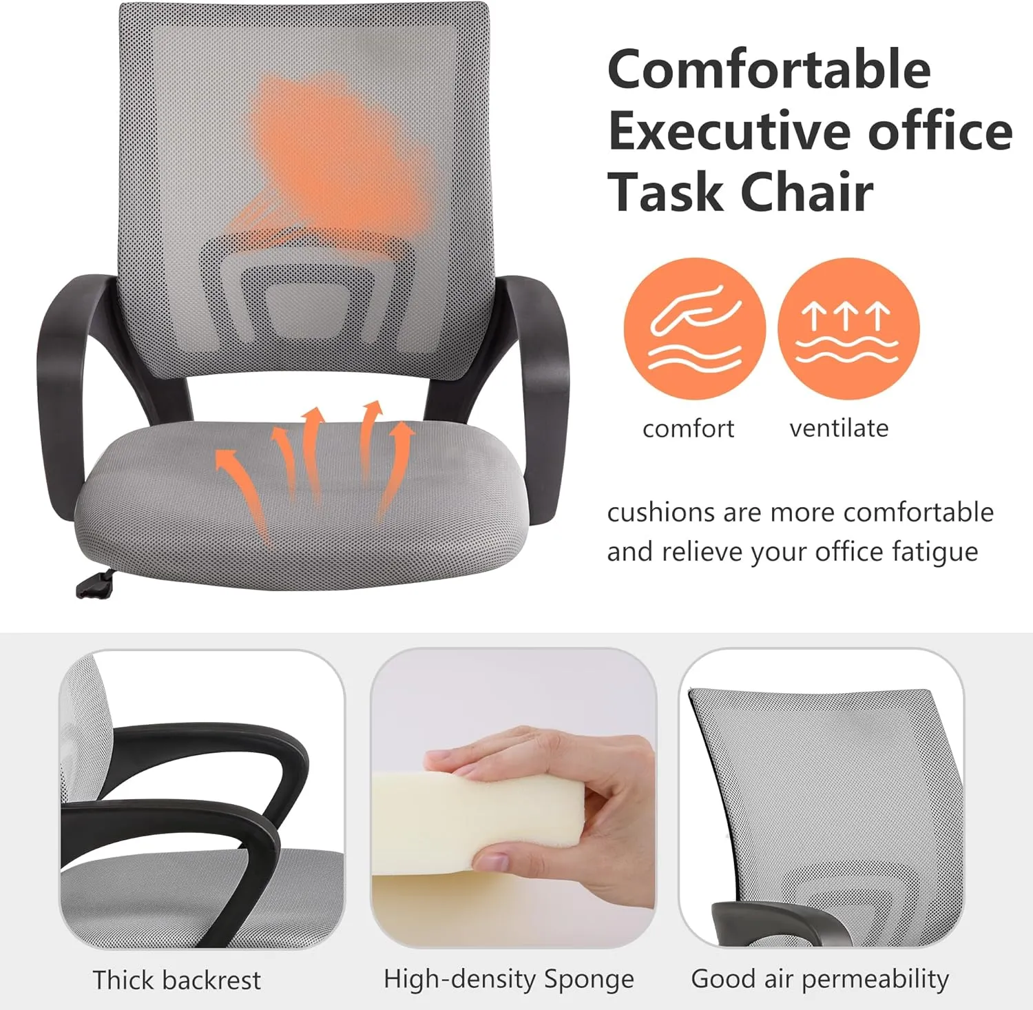 PayLessHere Home Office Chair Desk Computer Chair Adjustable Ergonomic Chair Lumbar Support Armrest Executive with High Density Mesh 360 Degree Swivel Chair for Adults Chair (Pack of 2, Grey)