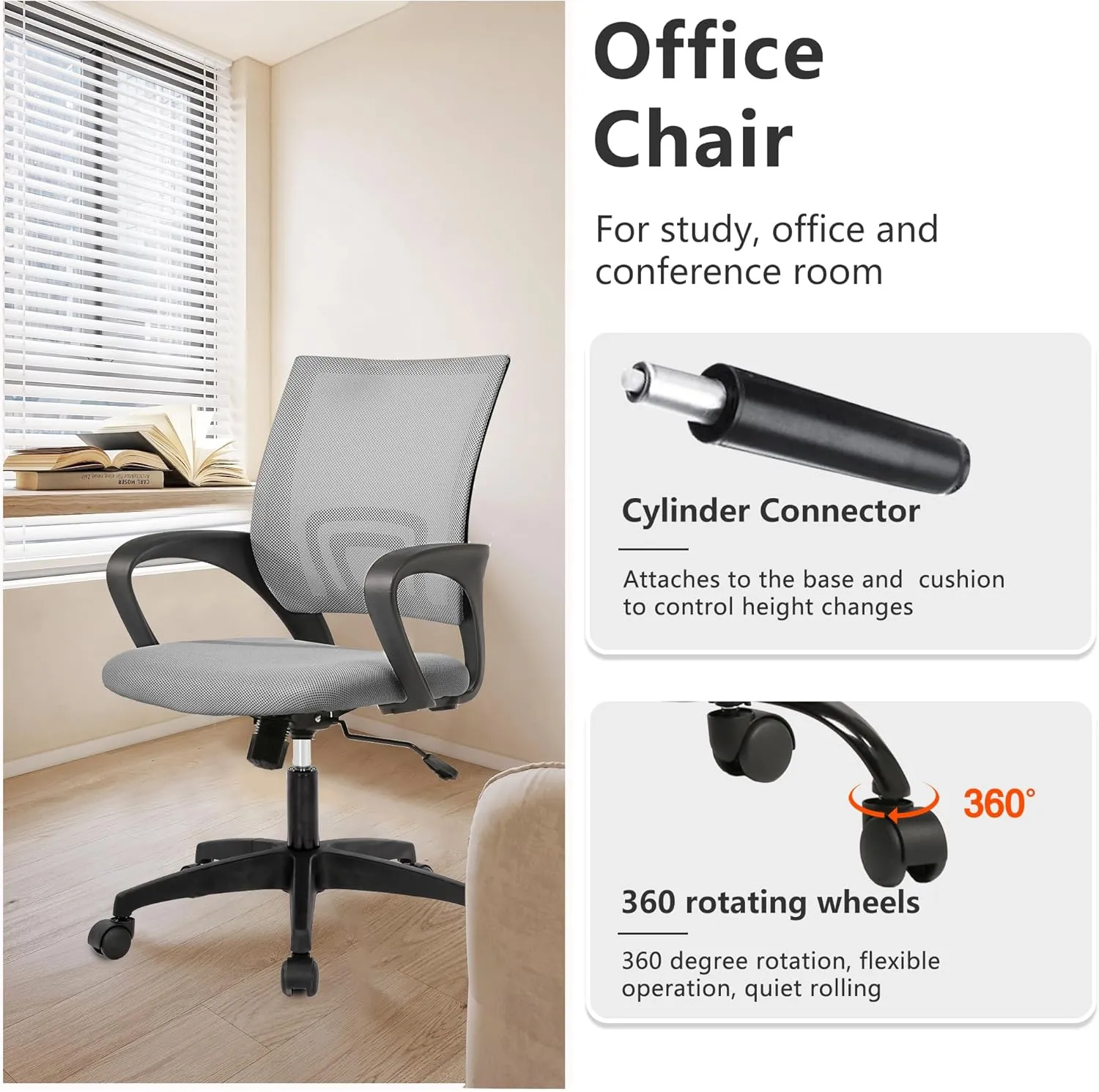 PayLessHere Home Office Chair Desk Computer Chair Adjustable Ergonomic Chair Lumbar Support Armrest Executive with High Density Mesh 360 Degree Swivel Chair for Adults Chair (Pack of 2, Grey)