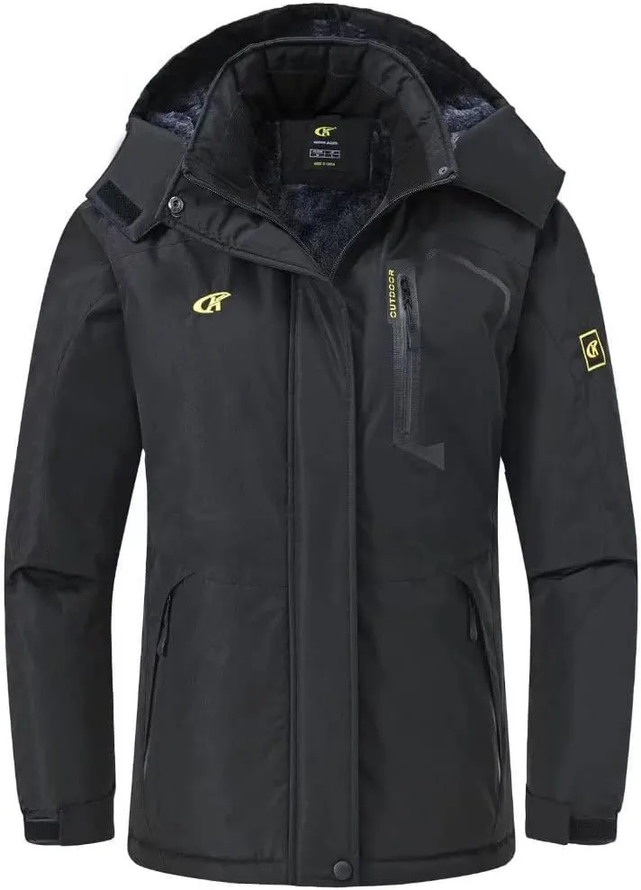 Pdbokew Women's Skiing Snowboarding Jackets Fleece Hood Mountain Snow Coat