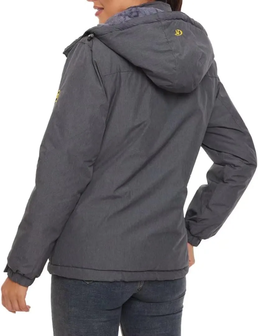 Pdbokew Women's Skiing Snowboarding Jackets Fleece Hood Mountain Snow Coat