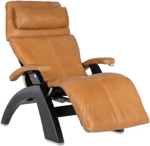 Perfect Chair Human Touch PC-420 Classic Manual Plus Black Matte Zero Gravity Recliner Plus Back Cover and Stay Well Weighted Blanket - Sycamore Premium Leather