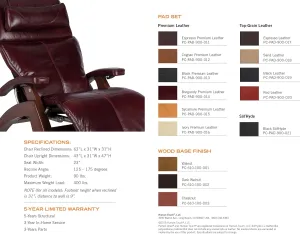 Perfect Chair Human Touch PC-610 Omni-Motion Power Walnut Zero-Gravity Recliner   Jade Heat Therapy Kit - Black SoftHyde Vinyl
