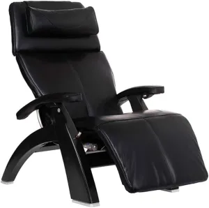 Perfect Chair Human Touch PC-610 Omni-Motion Series 2 Power Recline Black Matte Wood Base Zero-Gravity Recliner - Black Premium Leather