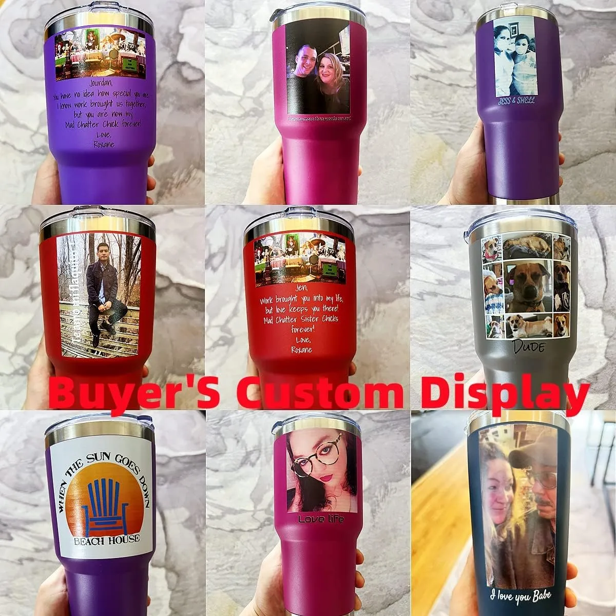 Personalized Photo 20oz 30oz Stainless Steel Tumbler,Custom Coffee Tumbler Cup With Lid And Strawstraw Vacuum Insulated With Text Photo Logo (Blue)