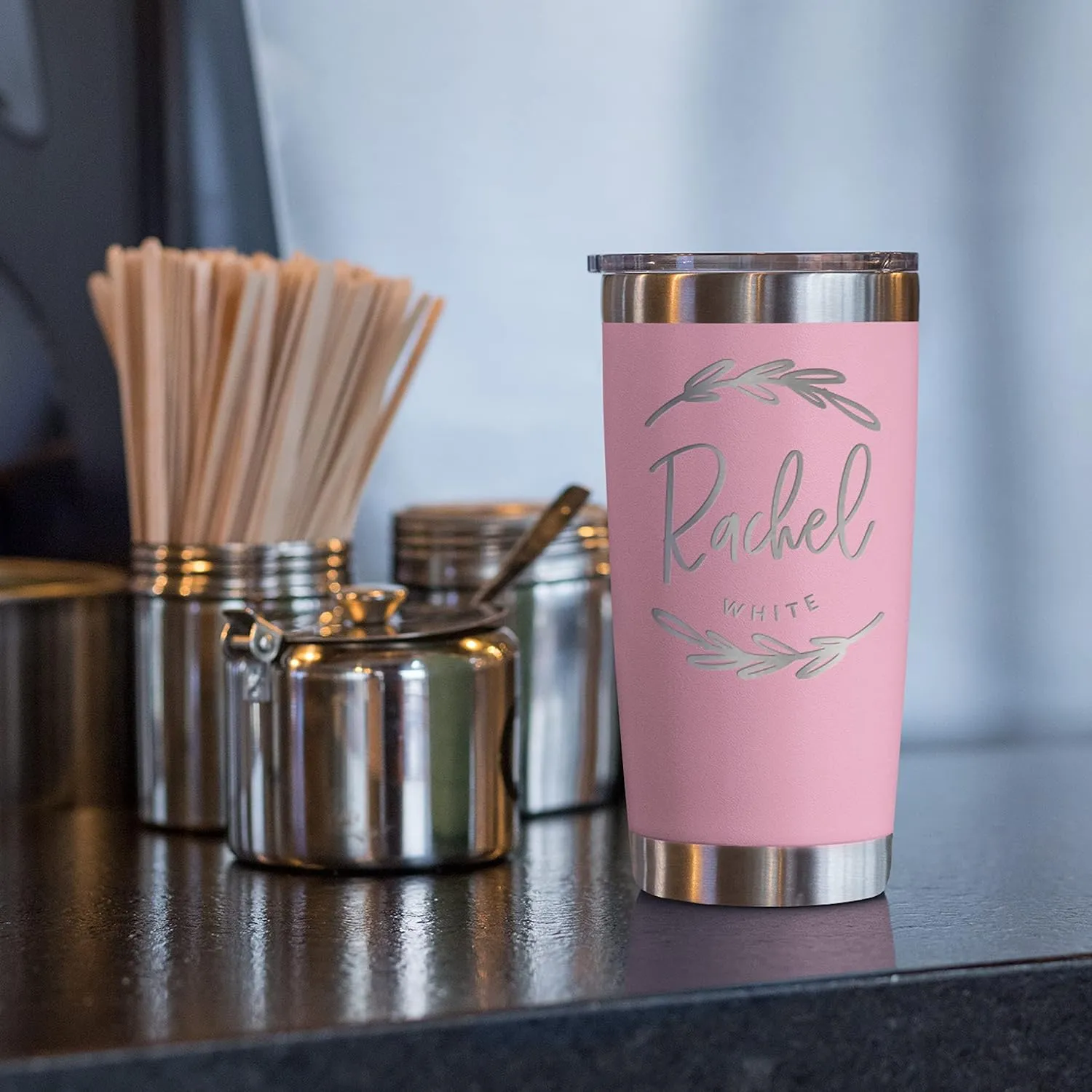 Personalized Tumblers, Stainless Steel 20 oz Tumbler w/Lid |13 Different Designs| Personalized Cups Double Walled Insulated Coffee Cup for Travel - Royal Blue