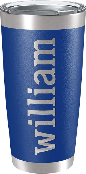 Personalized Tumblers, Stainless Steel 20 oz Tumbler w/Lid |13 Different Designs| Personalized Cups Double Walled Insulated Coffee Cup for Travel - Royal Blue