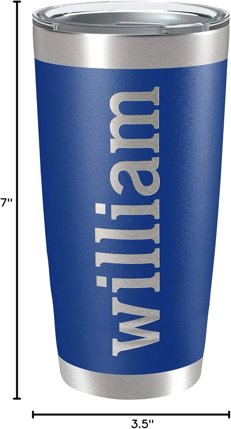 Personalized Tumblers, Stainless Steel 20 oz Tumbler w/Lid |13 Different Designs| Personalized Cups Double Walled Insulated Coffee Cup for Travel - Royal Blue