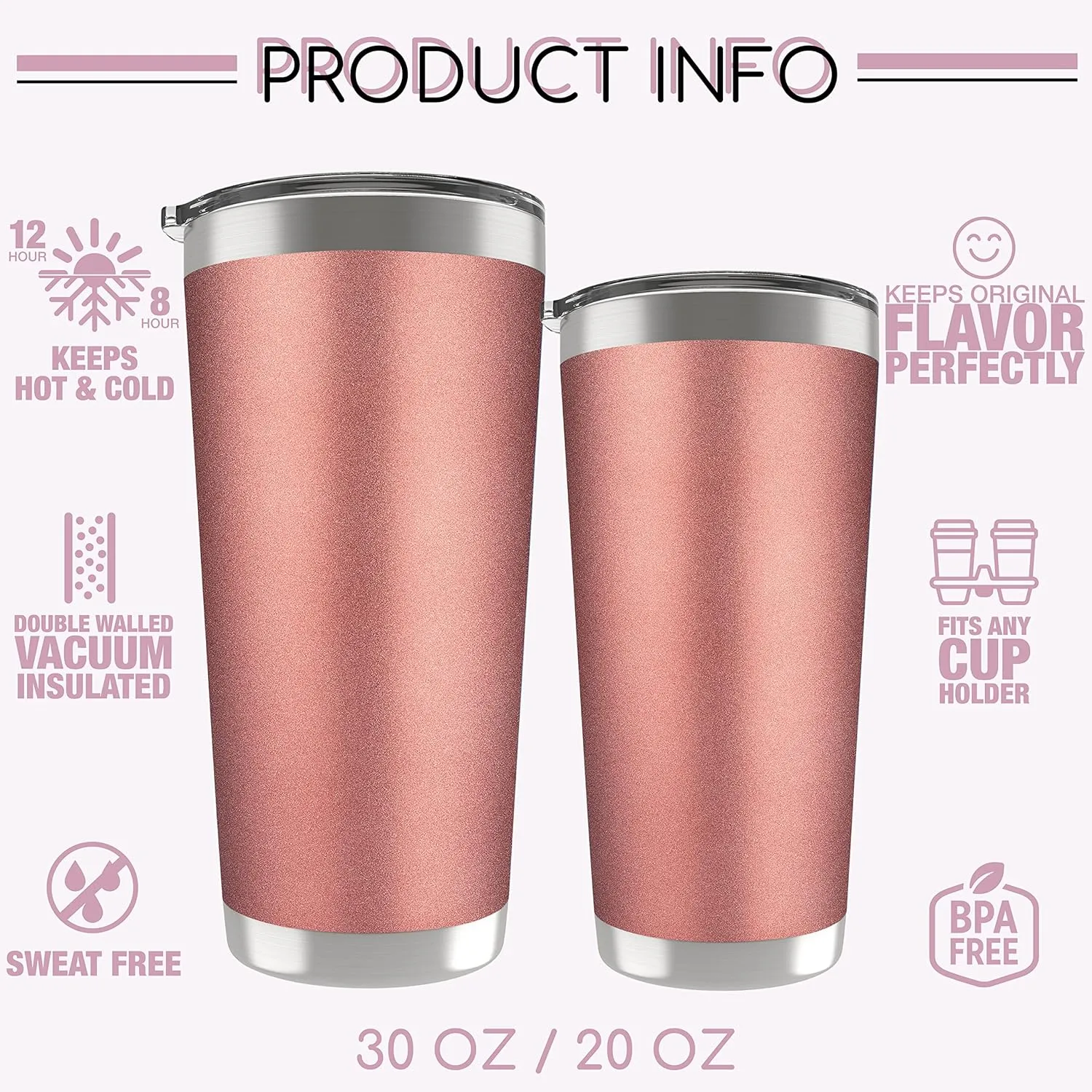 Personalized Tumblers, Stainless Steel 20 oz Tumbler w/Lid |13 Different Designs| Personalized Cups Double Walled Insulated Coffee Cup for Travel - Royal Blue