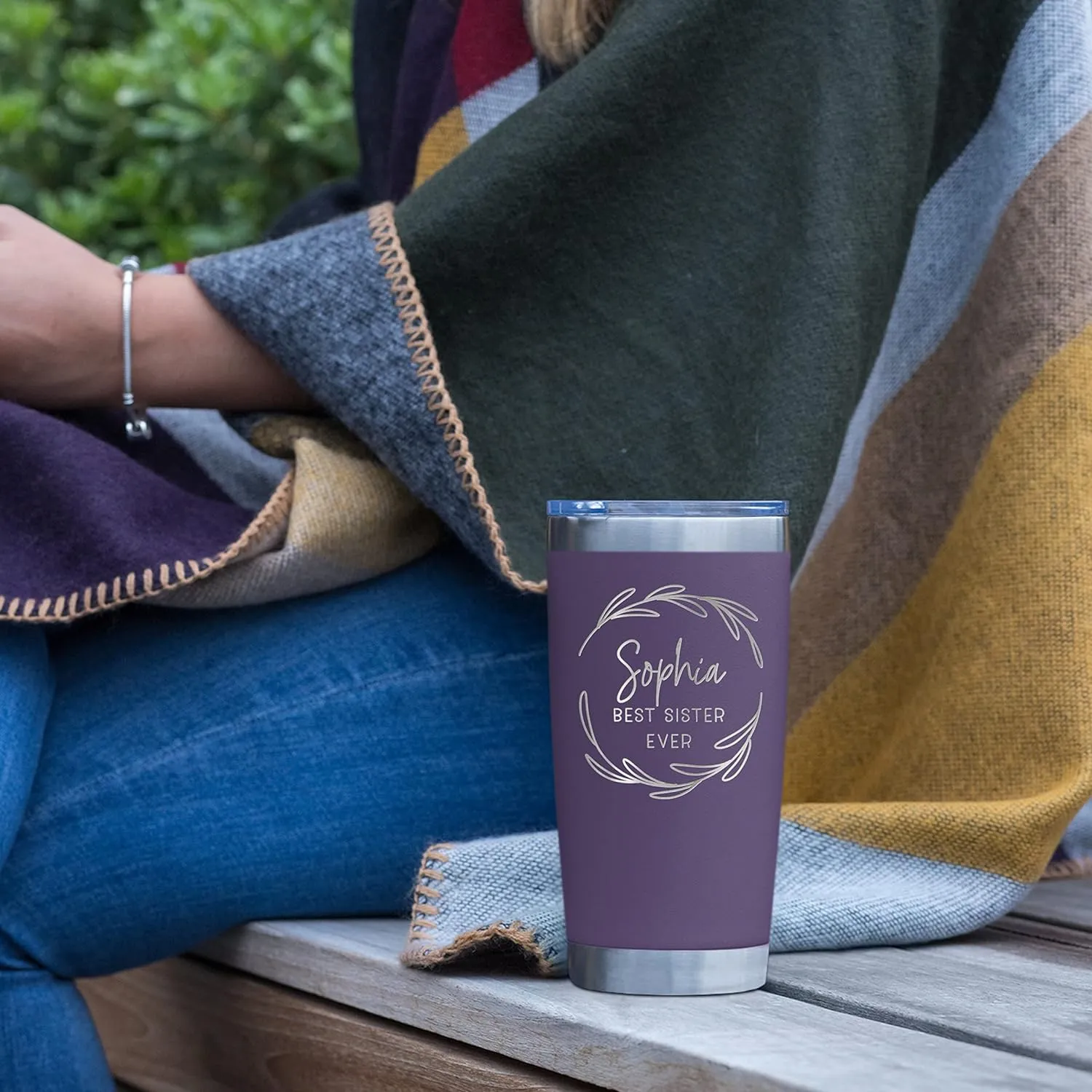 Personalized Tumblers, Stainless Steel 20 oz Tumbler w/Lid |13 Different Designs| Personalized Cups Double Walled Insulated Coffee Cup for Travel - Royal Blue