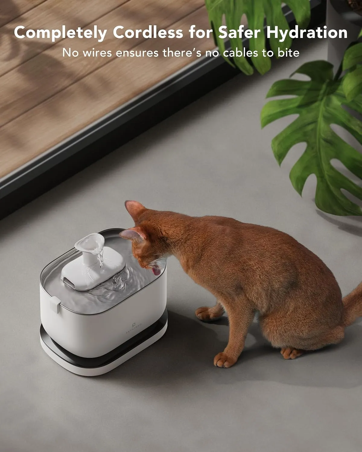 PETLIBRO Cat Water Fountain, Cordless Pet Water Fountain Battery Operated, 2.5L/84oz Dockstream Water Fountain for Cats Indoor, Cat Fountain with Stainless Steel Tray, Ultra-Quiet Dog Water Fountain