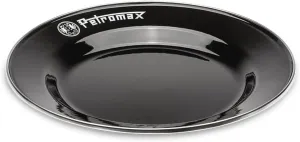 Petromax Enamelware Dinnerware Plates, Traditional Lightweight Enameled Steel Tableware for Kitchen and Camping, 2 Pack for Hot or Cold Food, 10.2 inch, Black