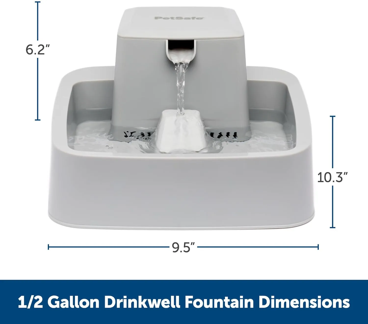 PetSafe Oasys 1/2 Gallon (64 Ounce) Small Pet Fountain - Small Dog and Cat Water Fountain - Dishwasher Safe Filtered Water Dispenser with Flow Control - Easy to Clean - Filters Included