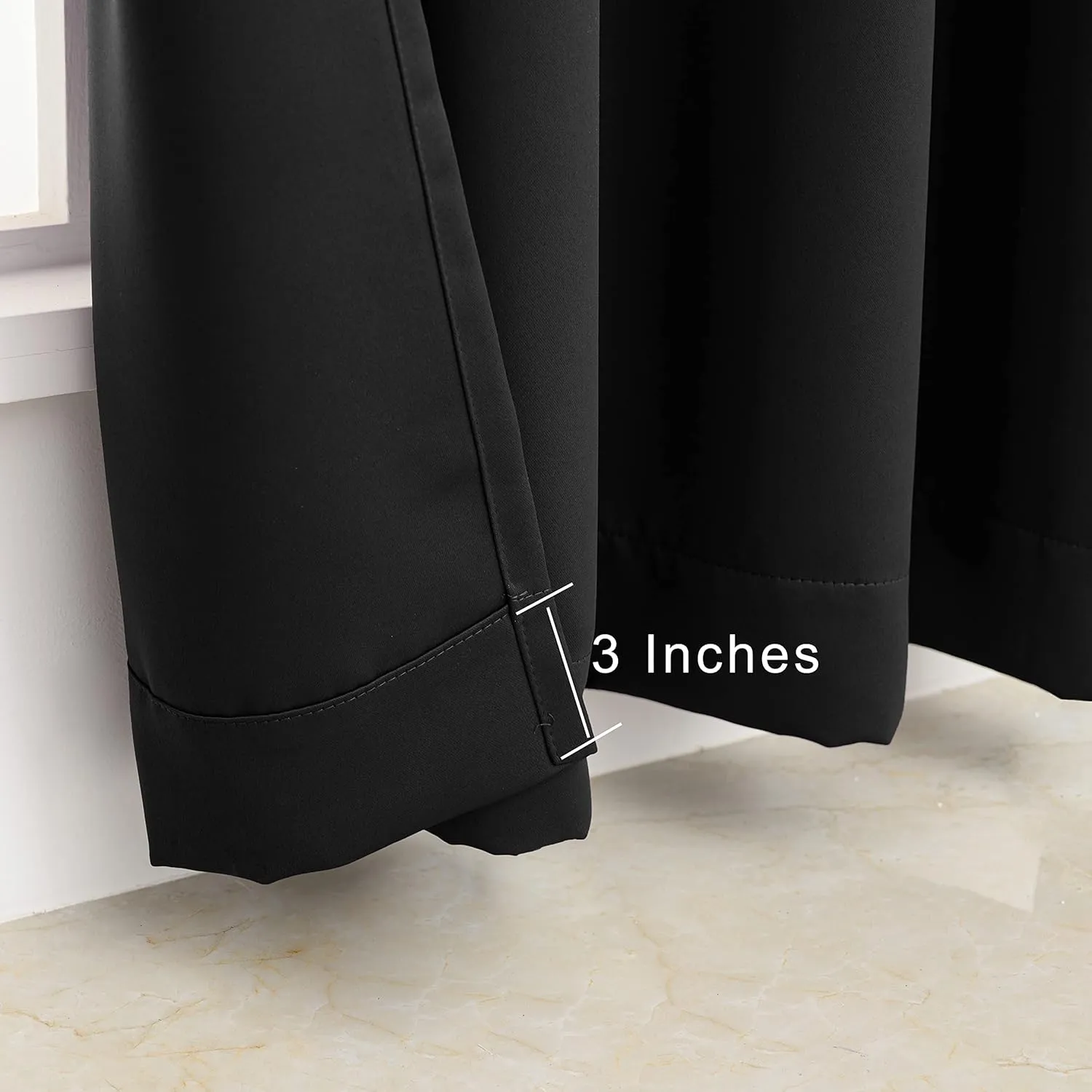 Pickluc Grommet Blackout Curtain for Living Room, Light Blocking Drapes, Thermal Insulated, Noise Reduction, 52 Inches Wide x 84 Inches Long, Black, 2 Panels