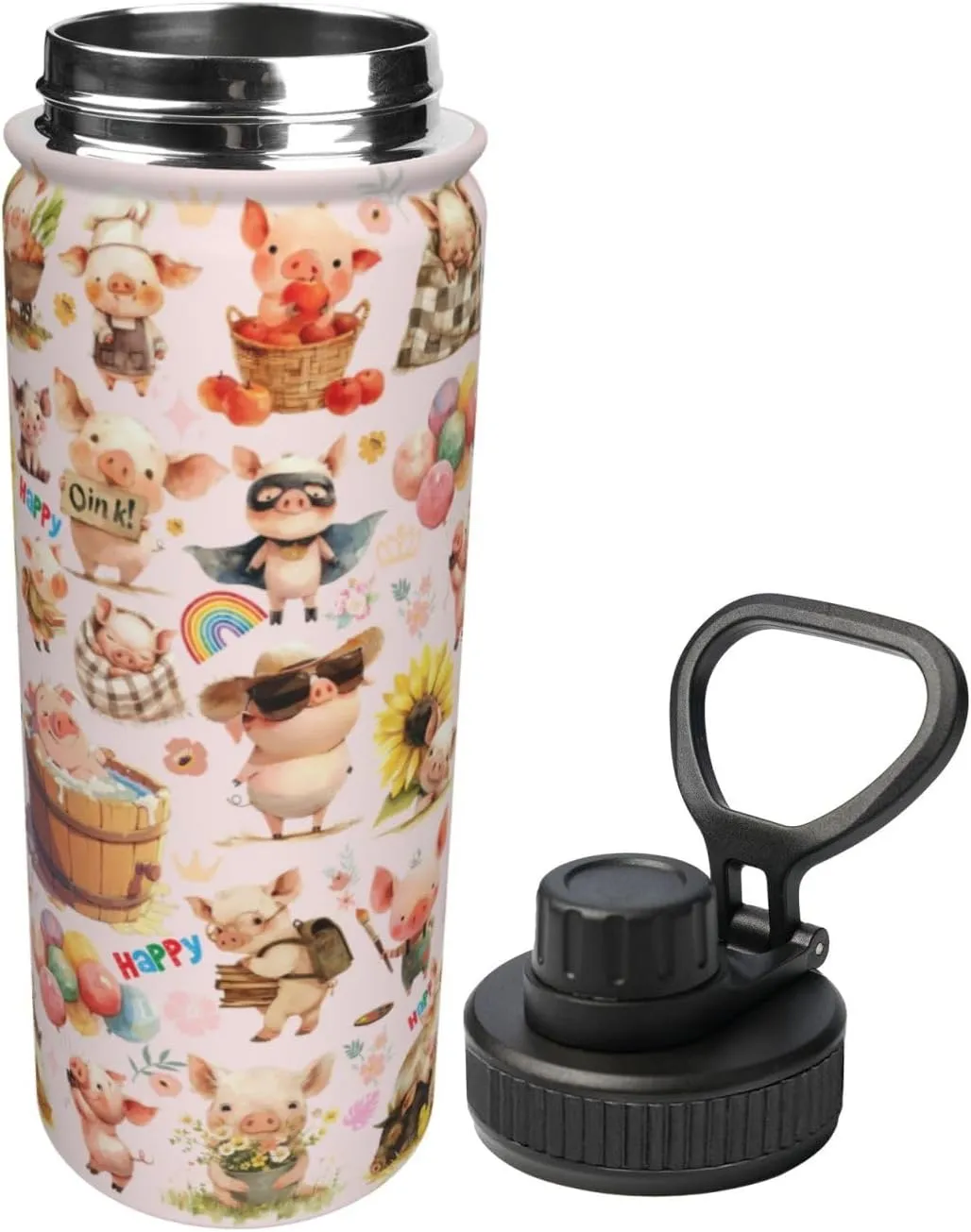 Pig Gifts Thermos Pig Water Bottle 18 Oz Stainless Steel Vacuum Insulated Bottle Leak Proof Cup For Hot Or Cold Drinks