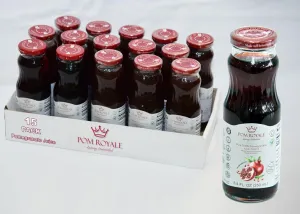 Pom Royale Pomegranate Juice (No Pulp), 8.4 fl oz (250mL), 15-Pack, Cold-Pressed, No Preservatives, Glass Bottle for Freshness