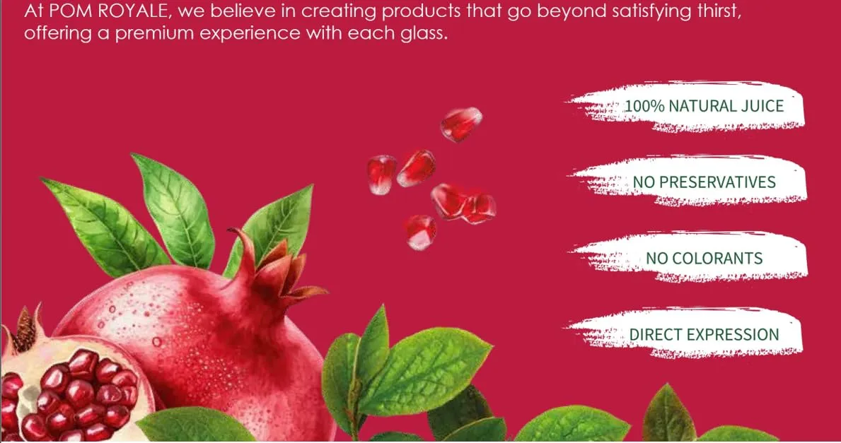 Pom Royale Pomegranate Juice (No Pulp), 8.4 fl oz (250mL), 15-Pack, Cold-Pressed, No Preservatives, Glass Bottle for Freshness