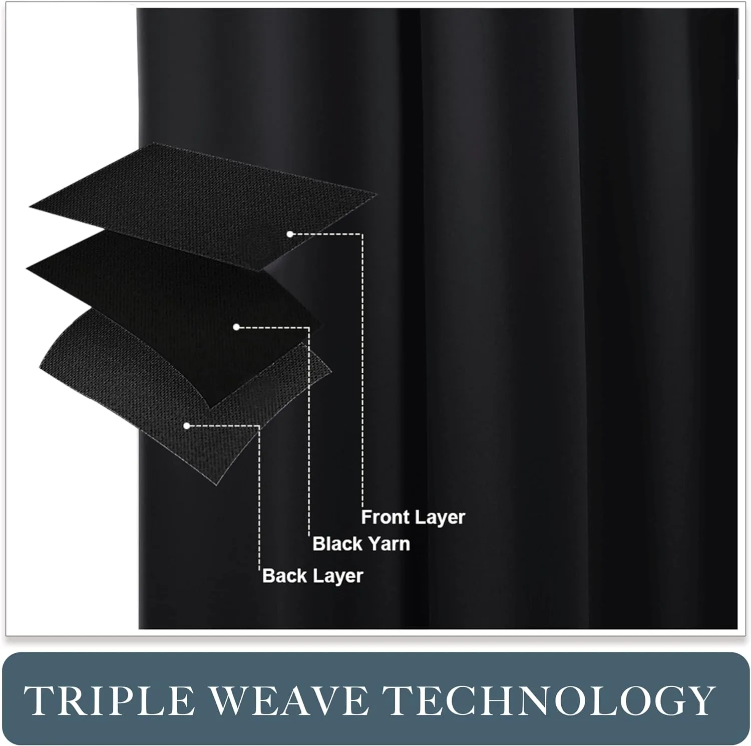 PONY DANCE Blackout Short Window Curtain Panels 45 inch Long - Thermal Insulated Rod Pocket Drapes for Bedroom Dorm Storage Cabinet Basement Farmhouse Decor, Black, W 34 x L 45 inches, 2 Panels