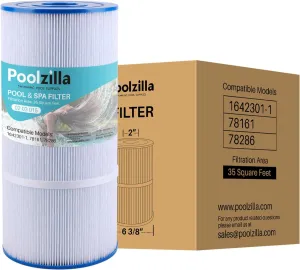 Poolzilla 1-Pack Replacement for Spa Filter PWK35B, Watkins 1642301-1, Filbur FC-3921, 78161, 78286 - Hot Tub Filter Cartridge - 35 sq.ft