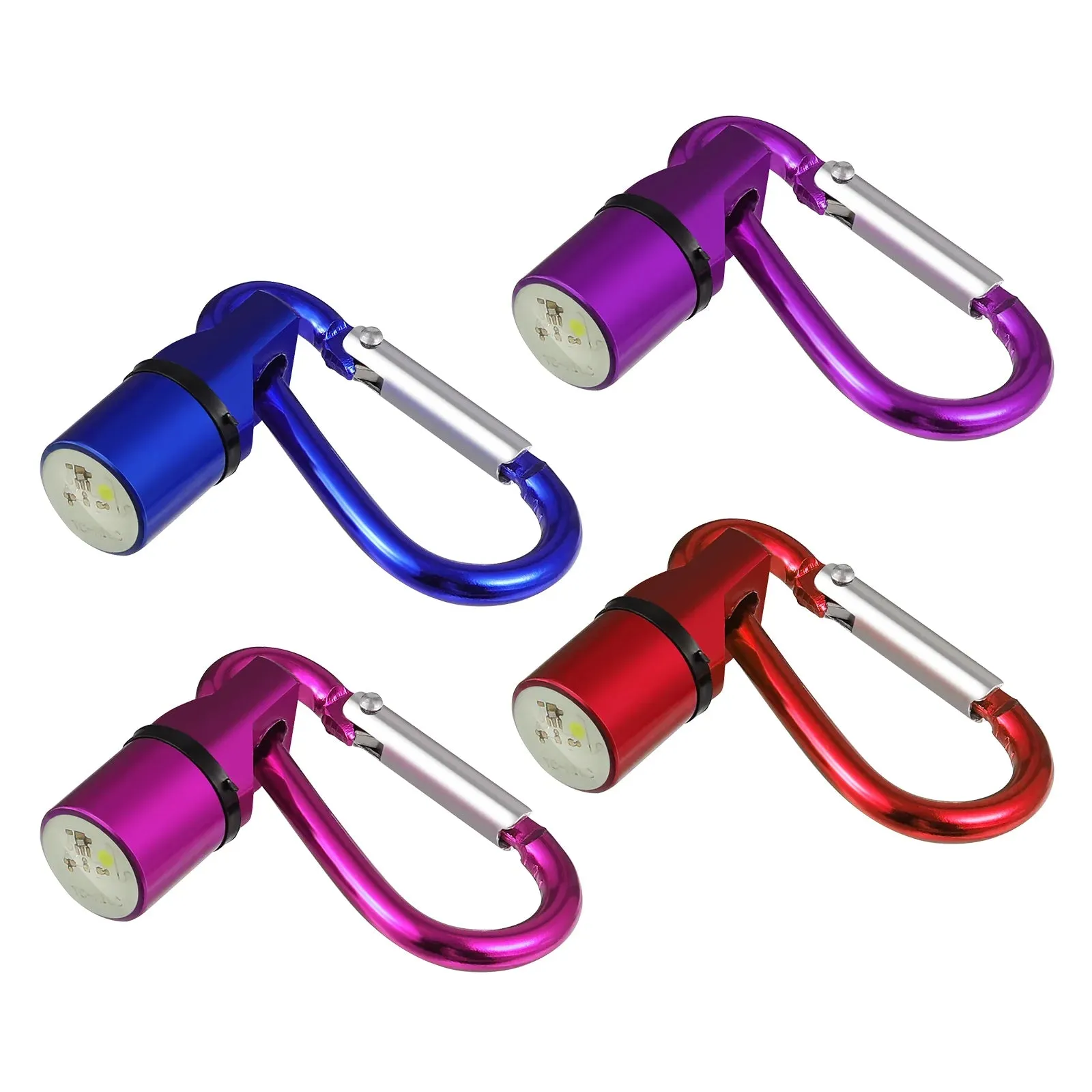 POPETPOP 4Pcs Portable Aluminum Pet Dog Cat Puppy LED Flashing Blinker Light Safety Collar Tag (Red Blue Purple Pink)