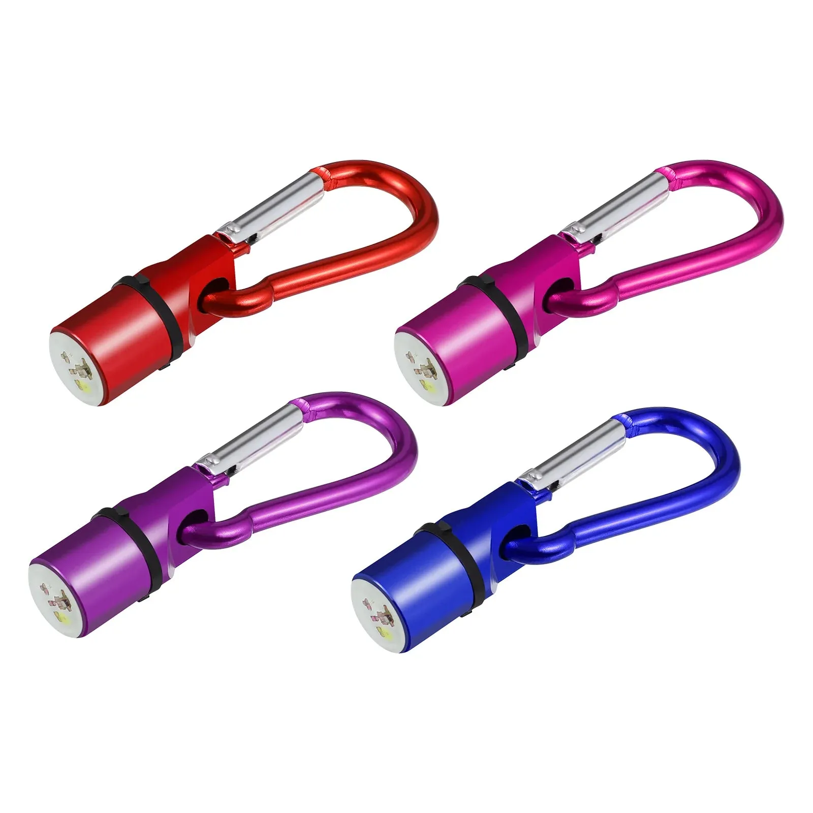 POPETPOP 4Pcs Portable Aluminum Pet Dog Cat Puppy LED Flashing Blinker Light Safety Collar Tag (Red Blue Purple Pink)