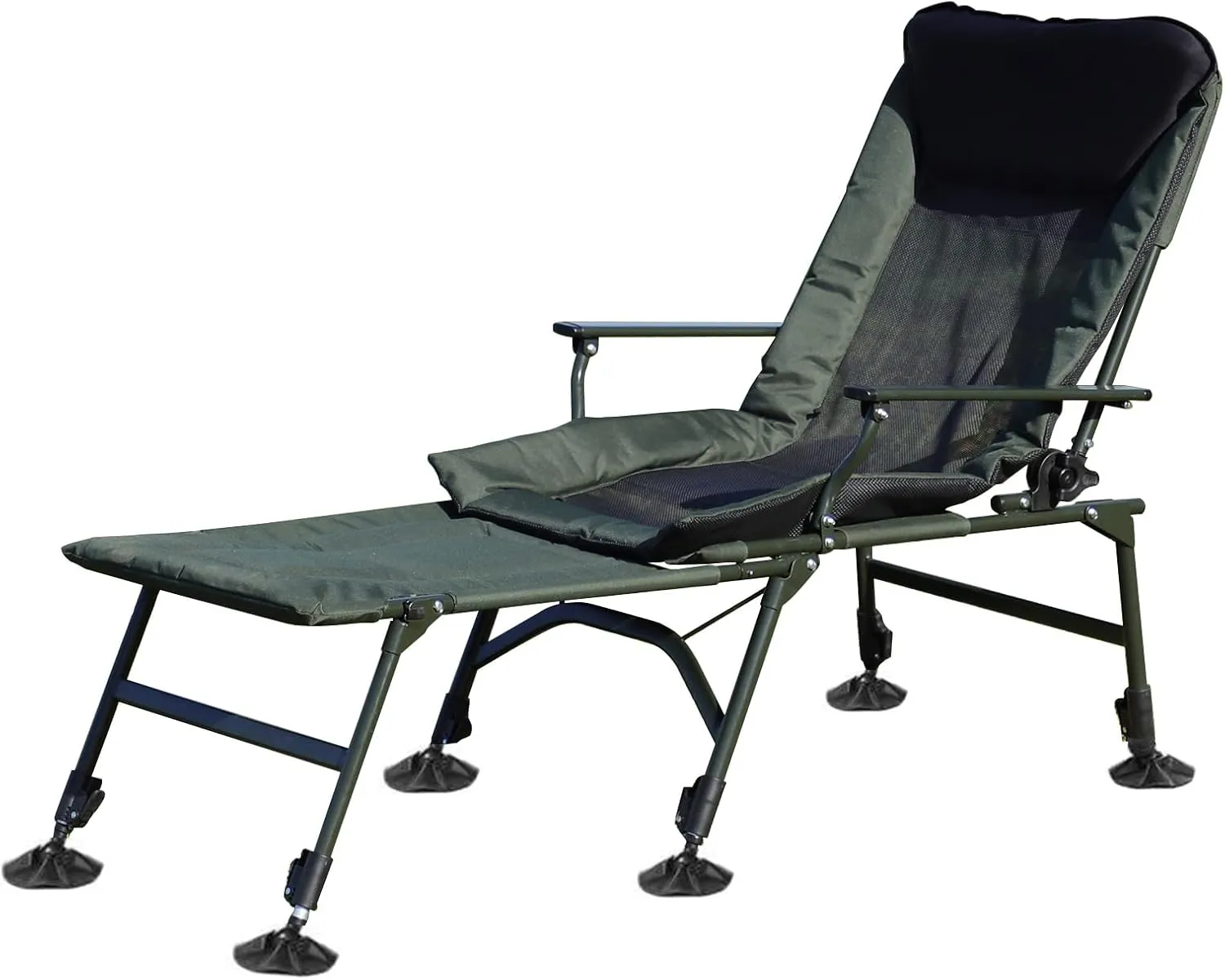 Portable Camping Chair, Folding Reclining Lounge Chair with Detachable Footrest, Adjustable Backrest, Outdoor Chair for Indoor/Outdoor Use