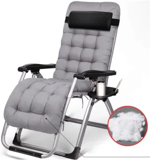 Portable Folding Recliner Chair Adjustable Beach Camping Chair for Outdoor Patio Garden Travel Relax Lightweight Lawn Lounge Chair with Cup Holder