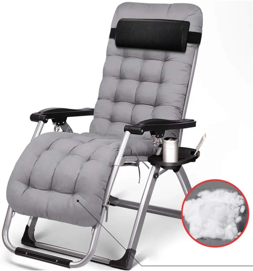 Portable Folding Recliner Chair Adjustable Beach Camping Chair for Outdoor Patio Garden Travel Relax Lightweight Lawn Lounge Chair with Cup Holder