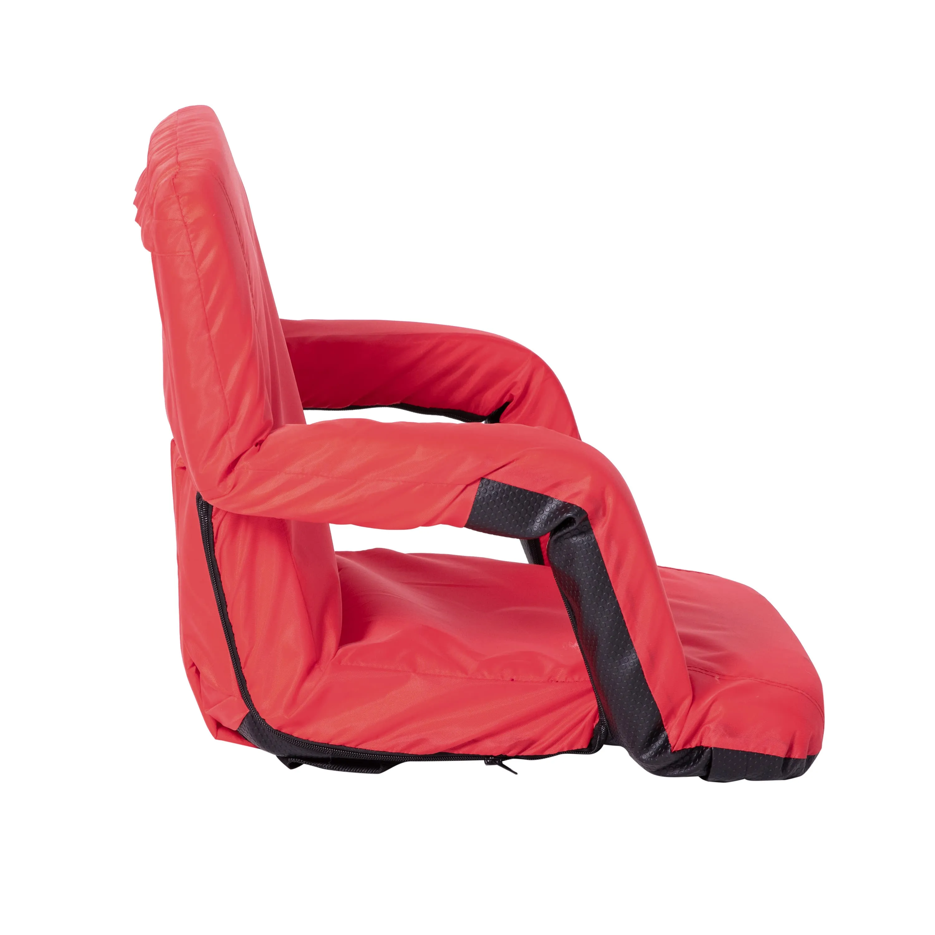 Portable Lightweight Reclining Stadium Chair with Armrests, Padded Back & Seat with Dual Storage Pockets and Backpack Straps