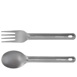 Portable Ultralight Titanium Tableware Set - Fork, Spork, Spoon for Outdoor Camping, Hiking, Picnic