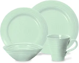 Portmeirion Sophie Conran Celadon 4 Piece Place Setting | Dinner Plate, Salad Plate, Cereal Bowl, and Mug | Made from Porcelain | Microwave and Dishwasher Safe