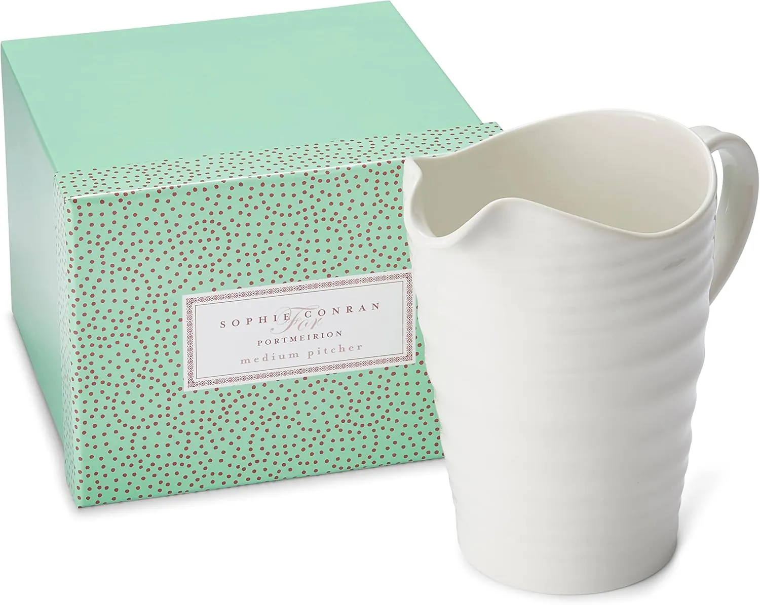 Portmeirion Sophie Conran White Medium Pitcher with Handle | 28 Oz Creamer Pitcher for Coffee and Milk | Made from Fine Porcelain | Dishwasher and Microwave Safe