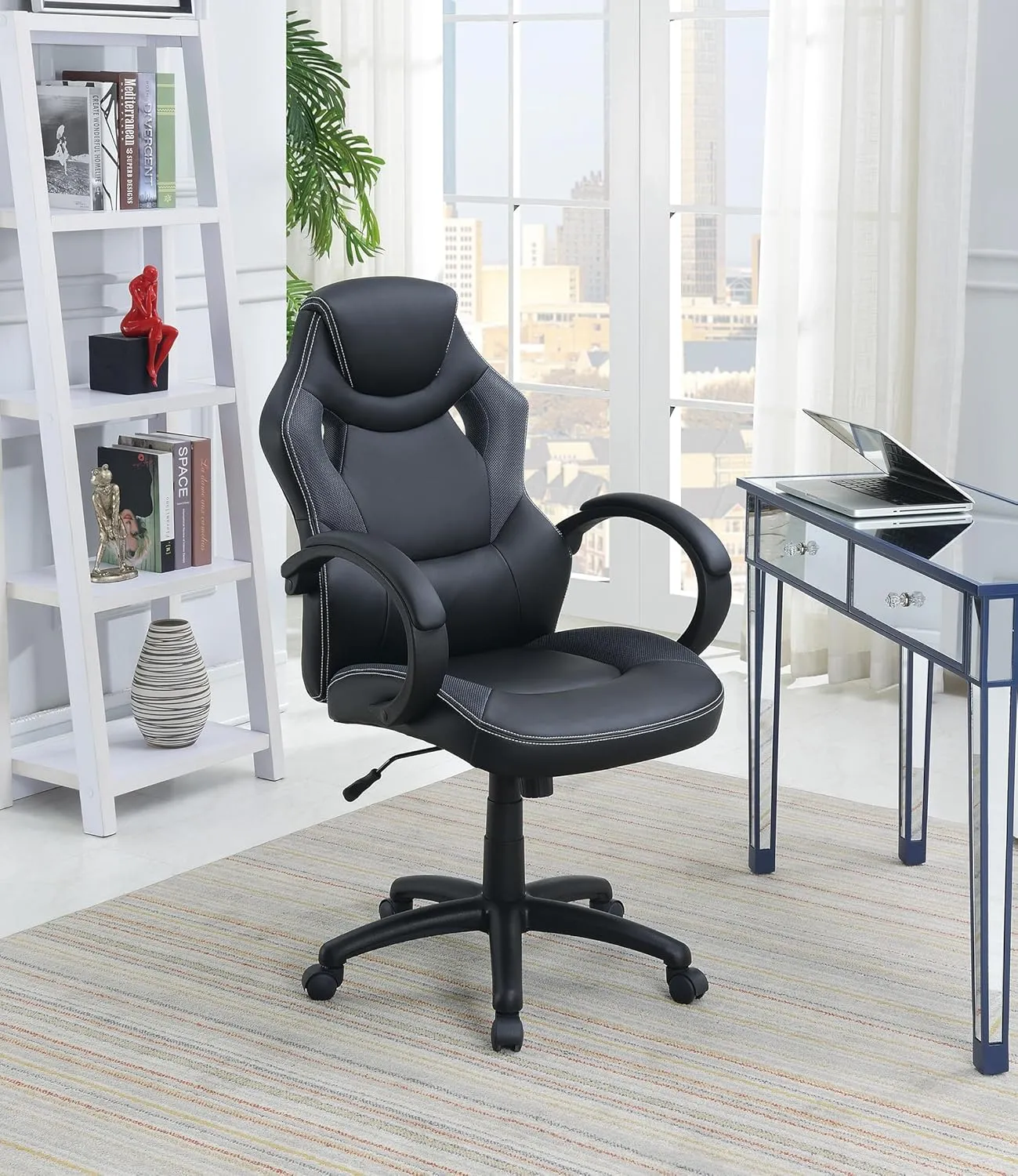 Poundex bridgecraft Office Chair, Black/Grey