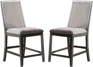 Poundex, Grey Counter Height Chair with Upholstered Cushion, (Set of 2)