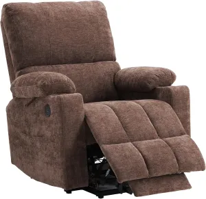 Power Lift Recliner Chair with Extended Footrest, Electric Lift Recliner Chair with Heat and Massage for Elderly, Lift Chair Cup Holders,USB & Type C Ports, Luxurious Chenille Fabric (Coffee)
