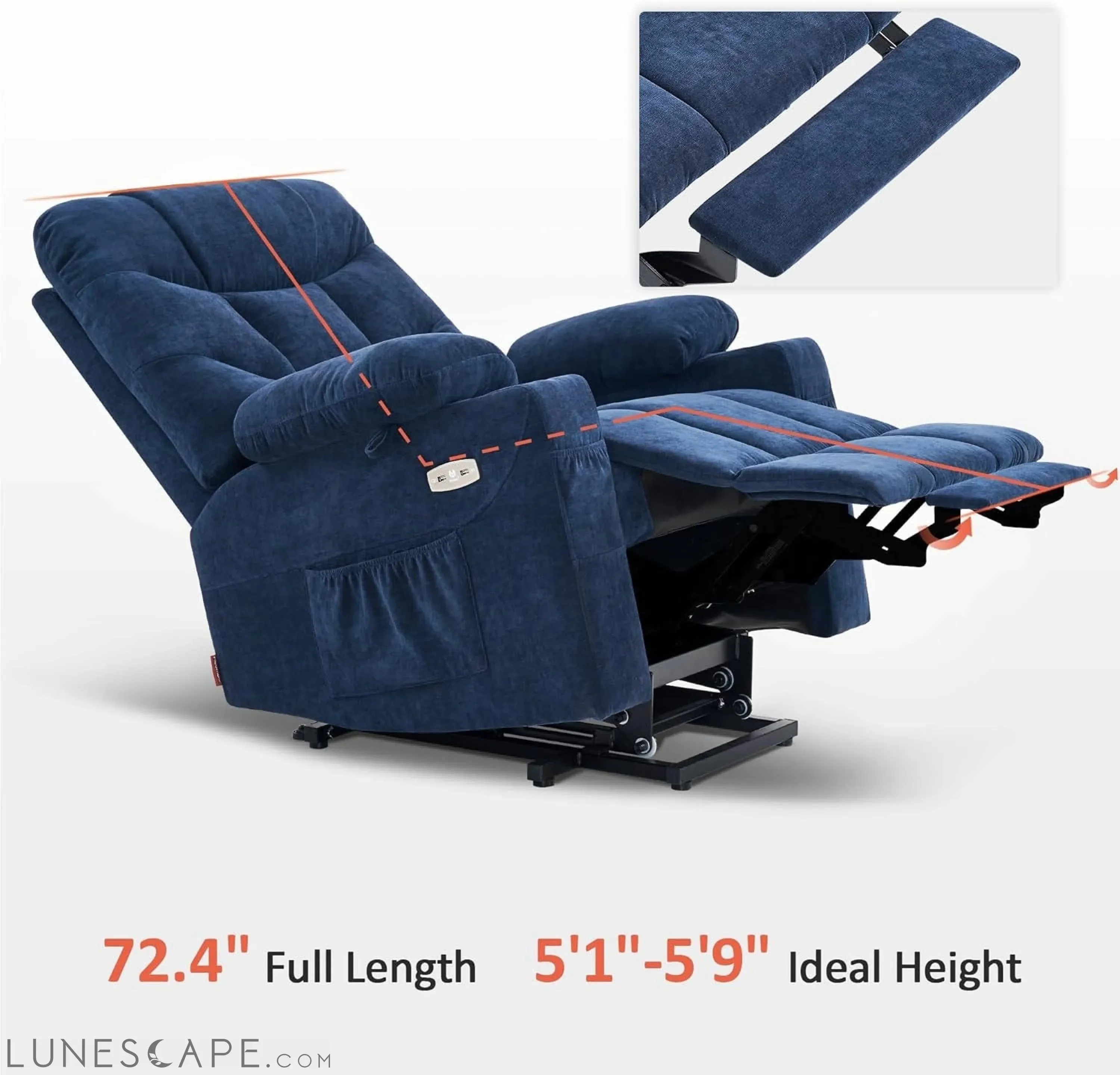 Power Lift Recliner Chair with Extended Footrest for Elderly People,