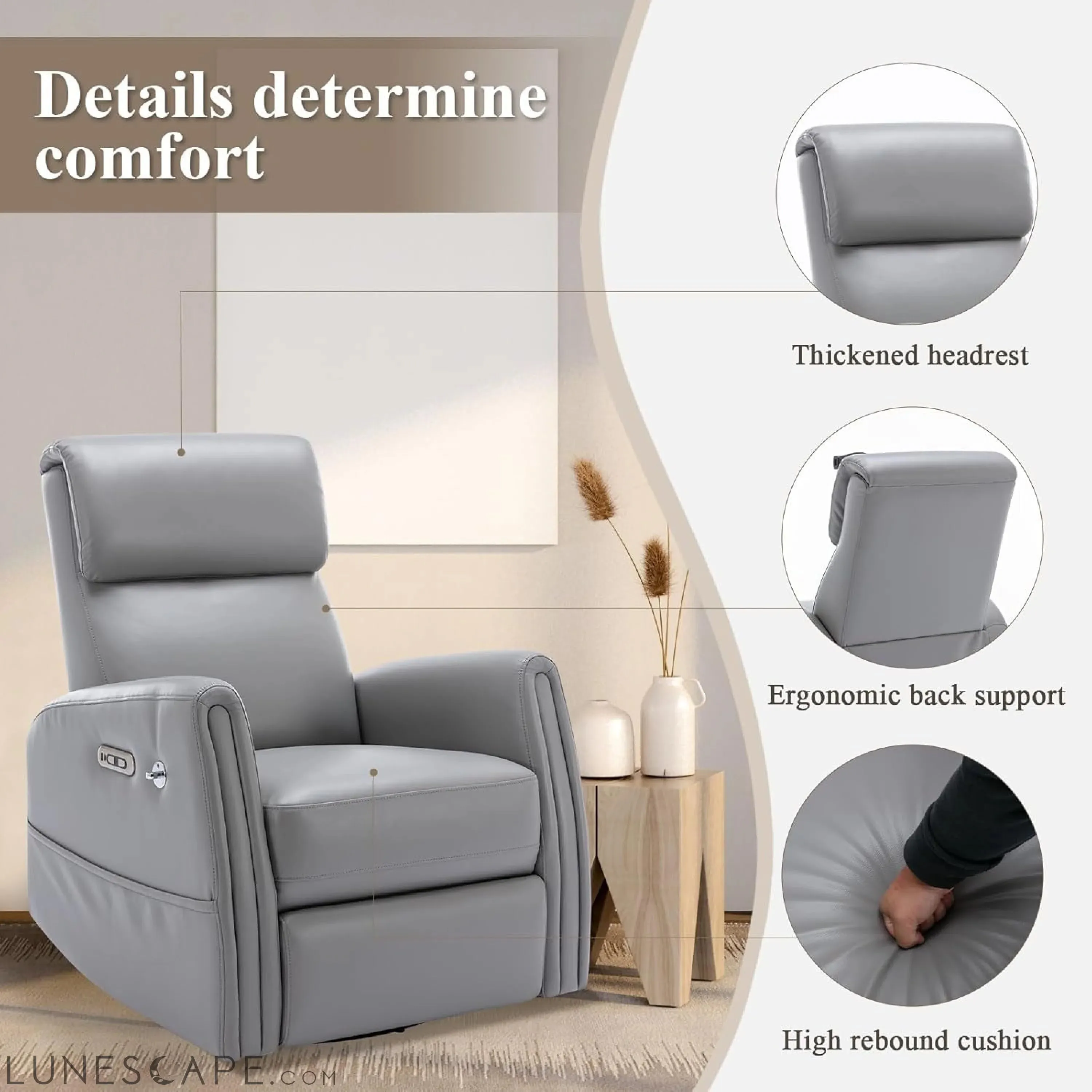 Power Recliner Chair Swivel Glider Rocker for Nursery, Upholstered