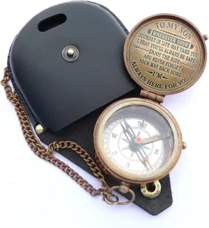 Premium Brass Compass Ideal Graduation Gift for him Perfect for Camping Boating and Hiking Best College Graduation Present for Son