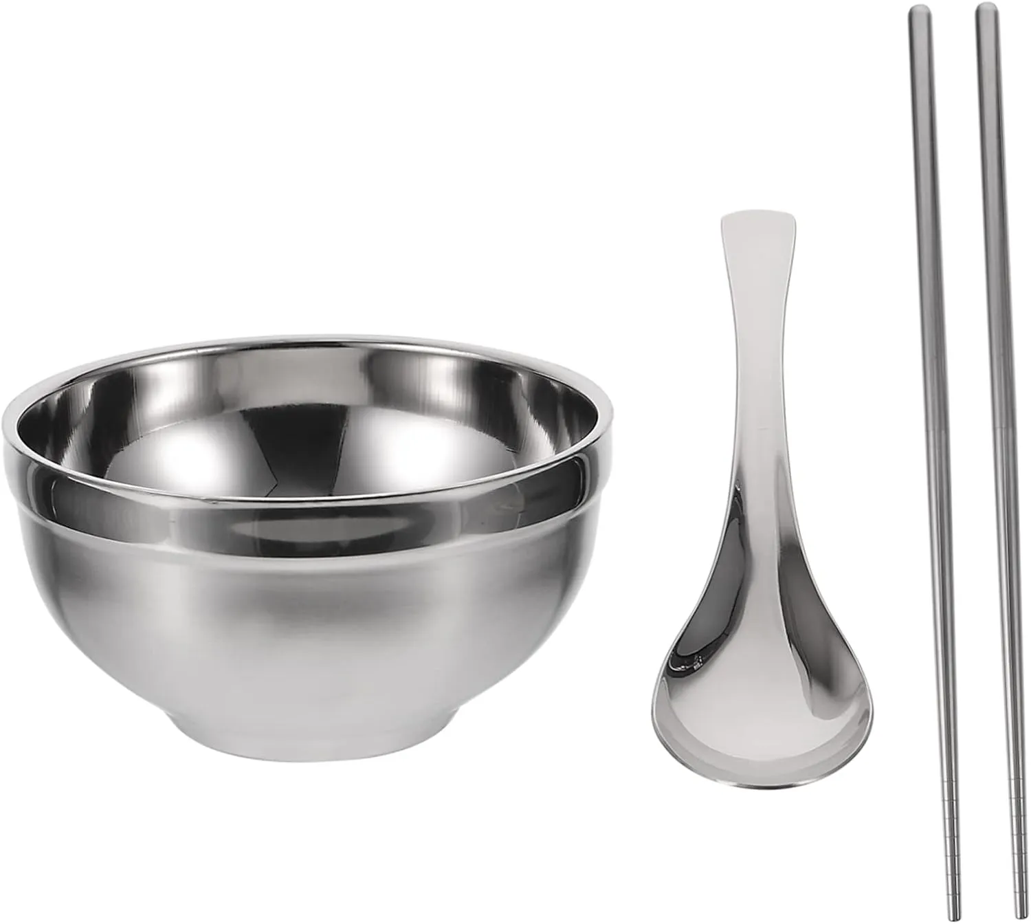 PRETYZOOM Utensils for Lunch Box Bowl Spoon Stainless Steel Cutlery Portable Chopstick Set Home Tableware for Camping