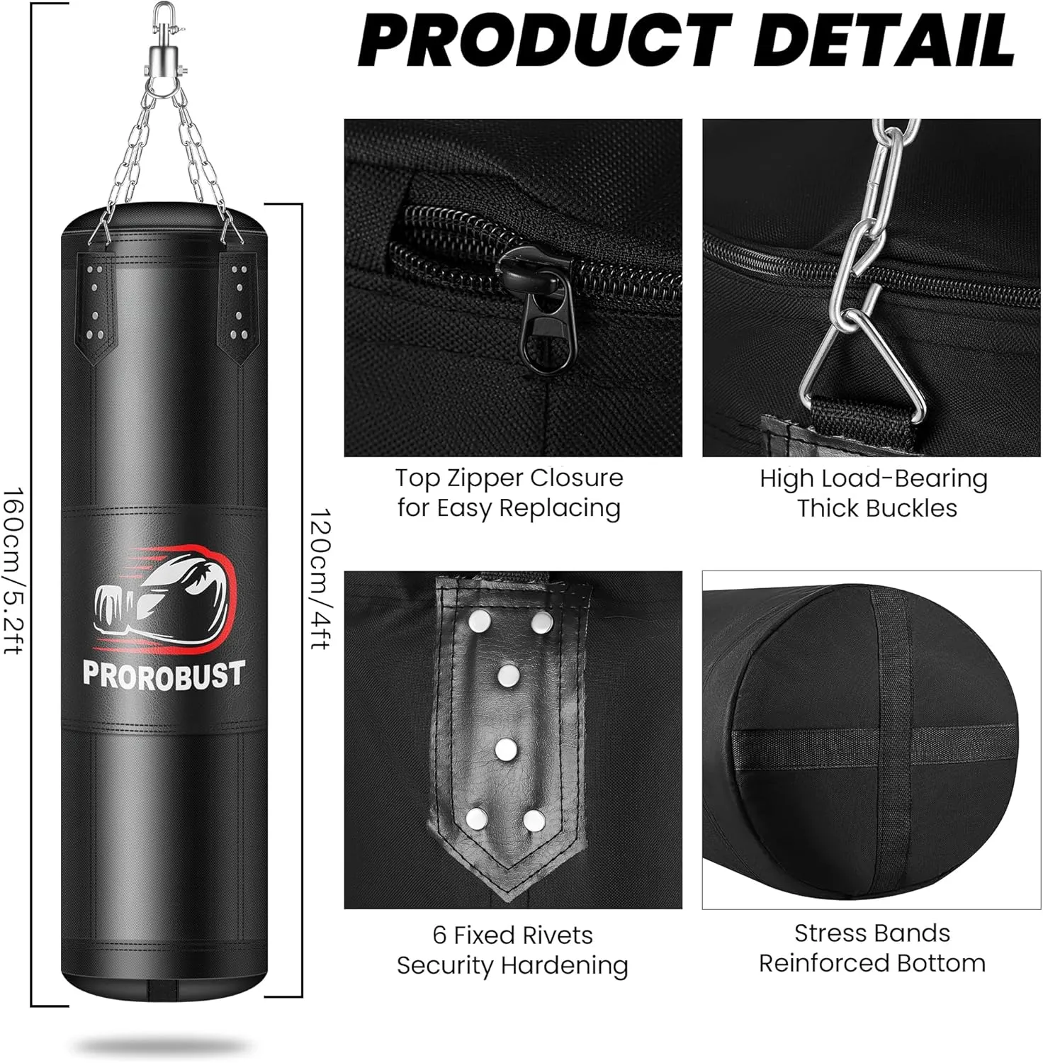 Prorobust Punching Bag for Adults, Red 4ft Oxford Heavy Boxing Bag Set with 12 oz Gloves for MMA Kickboxing Boxing Karate Home Gym Training (Unfilled)