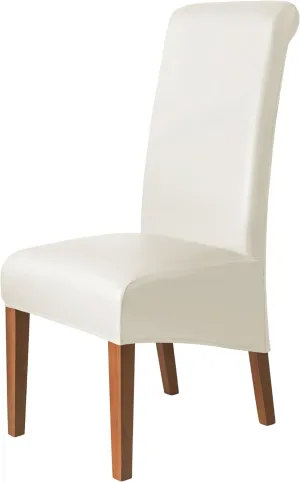 PU Faux Leather Waterproof Stretch Dining Chair Cover Chair Protector Seat Slipcovers Covers (Cream High Back, 4)