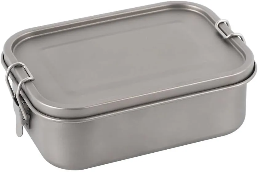 Pure Titanium Lunch Box 800ML Outdoor Camping Portable Square Lunch Box Household Tableware