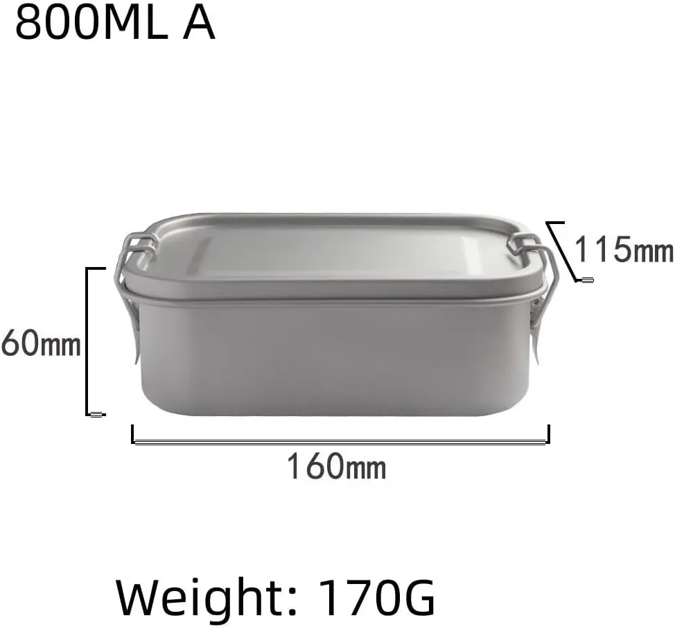 Pure Titanium Lunch Box 800ML Outdoor Camping Portable Square Lunch Box Household Tableware