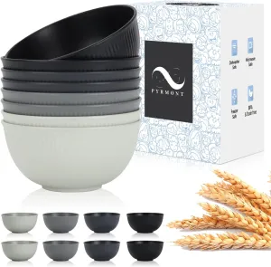 PYRMONT Wheat Straw Bowls 26 OZ Plastic Bowls Reusable, Unbreakable Soup Bowls, Bowl Set of 8, Cereal Bowl, Small Bowls for Kitchen, Dishwasher & Microwave Safe Bowls, BPA-Free