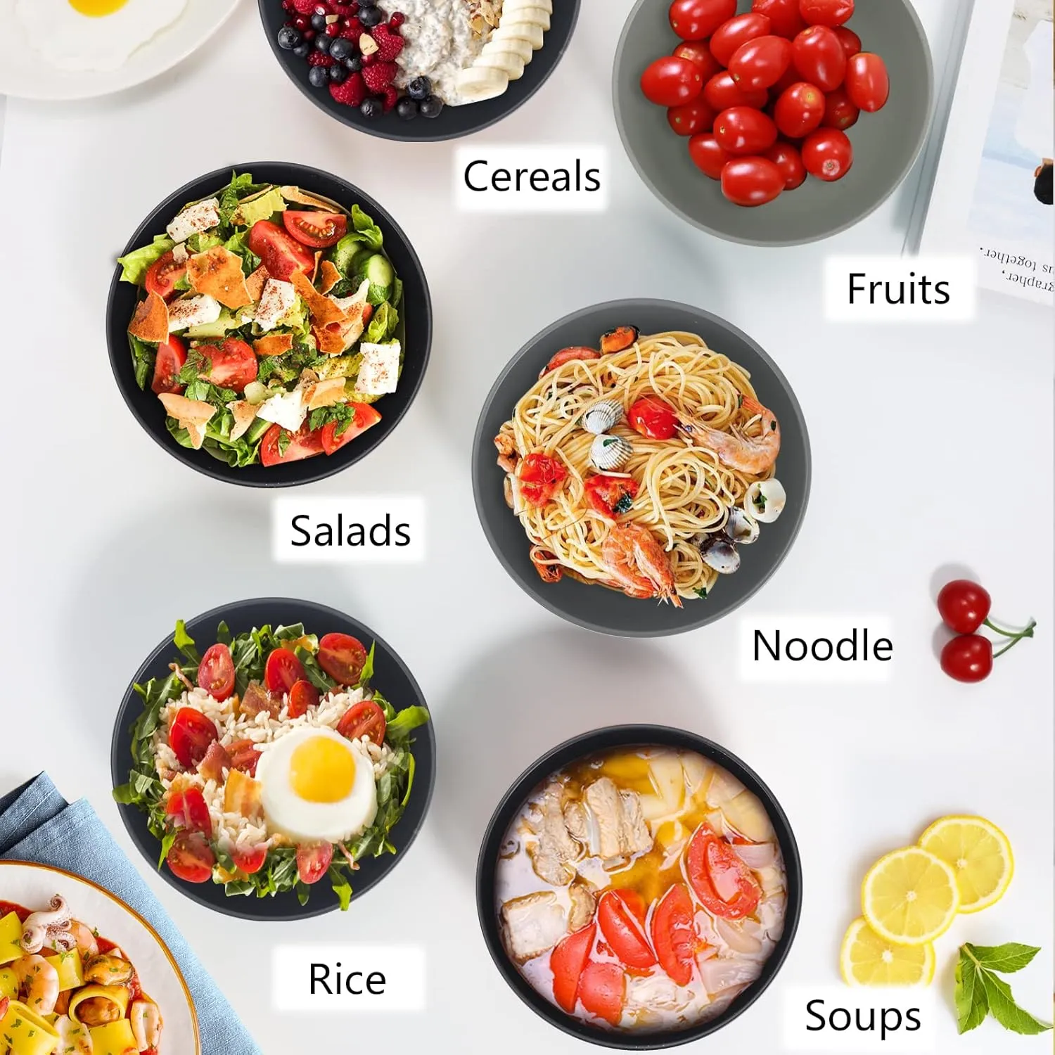 PYRMONT Wheat Straw Bowls 26 OZ Plastic Bowls Reusable, Unbreakable Soup Bowls, Bowl Set of 8, Cereal Bowl, Small Bowls for Kitchen, Dishwasher & Microwave Safe Bowls, BPA-Free